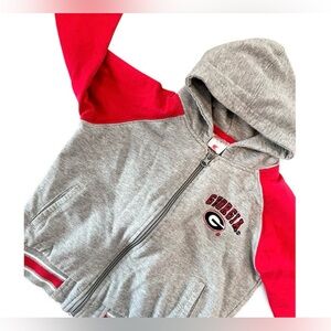 4T Georgia bulldogs red grey zip up varsity sweatshirt jacket GA dawgs football